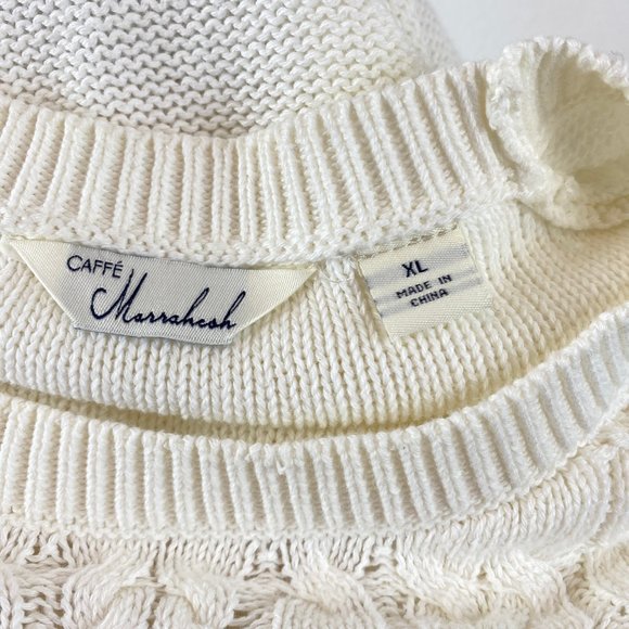 Caffe Marrakesh Sweater Over-Sized White Cotton Cable Knit Slouchy Pullover XL - Picture 7 of 7
